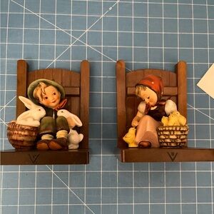 Hummel chick girl and bunny boy bookends